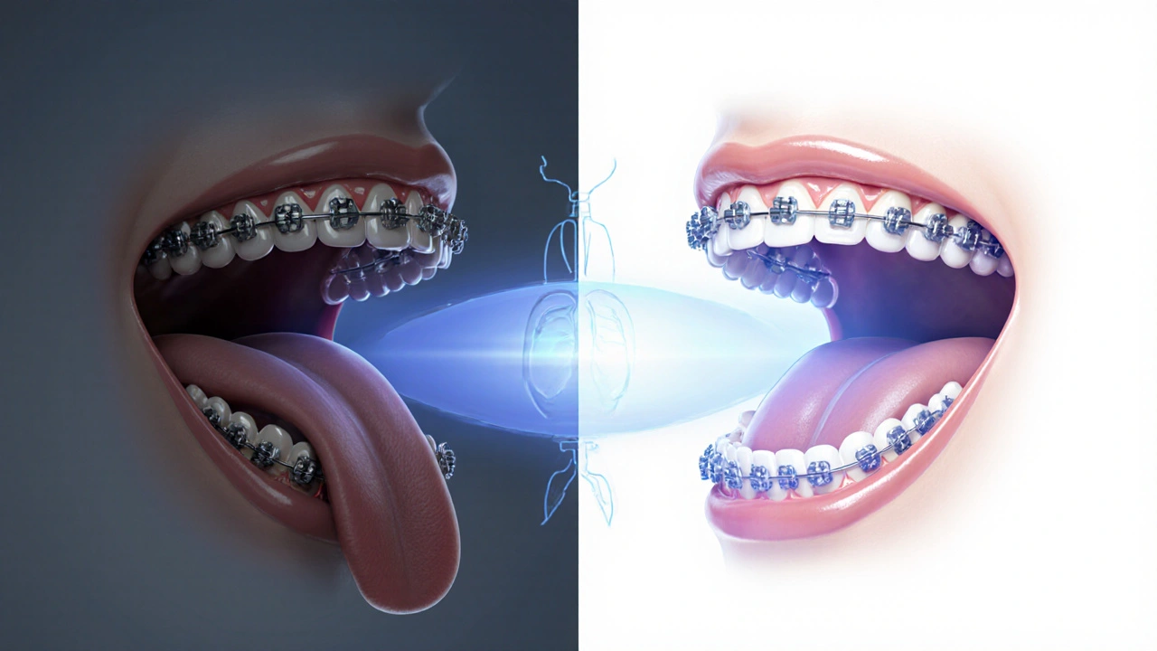 Dva typy ortodontických zařízení: jedno zúží dýchací cesty, druhé je navrženo pro lepší dýchání.