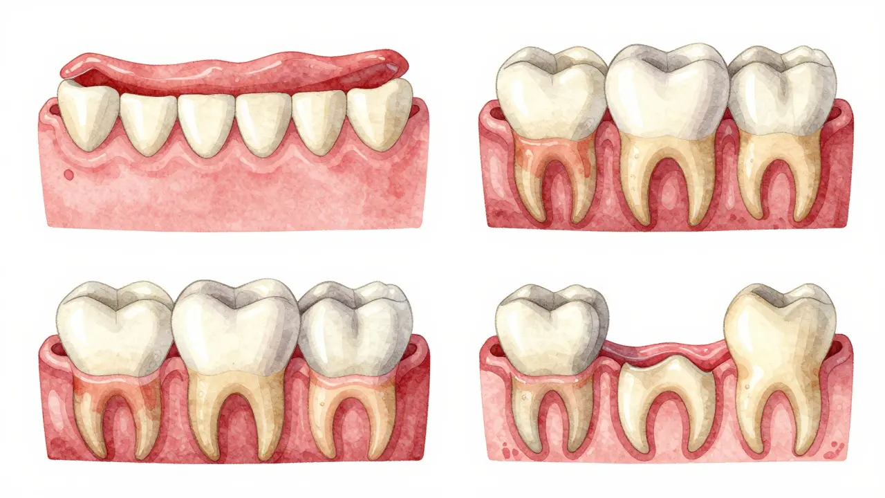 Postupné poškozování dásní a zubů kvůli zubnímu kamenu