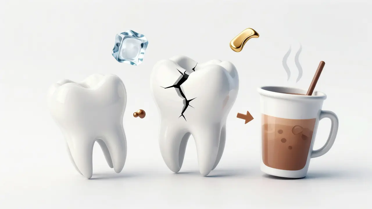 Prasklina v zubu a její příčiny: zatínání, tvrdé potraviny, teplotní šoky a staré plomby