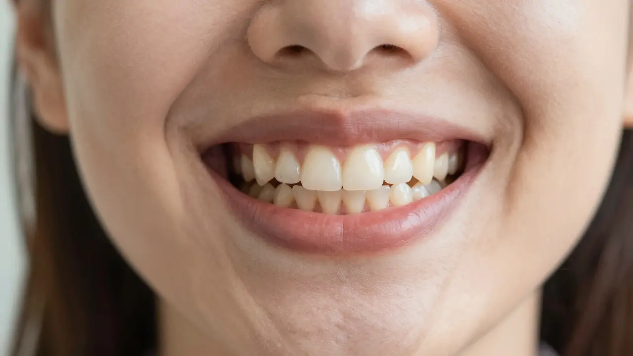 Zdravé dásně s nasazovacími zuby po léčbě.