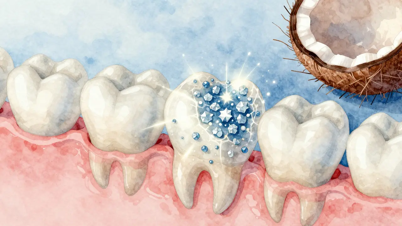 Přírodní minerály obnovují zubní sklovinu pomocí hydroxyapatitu.