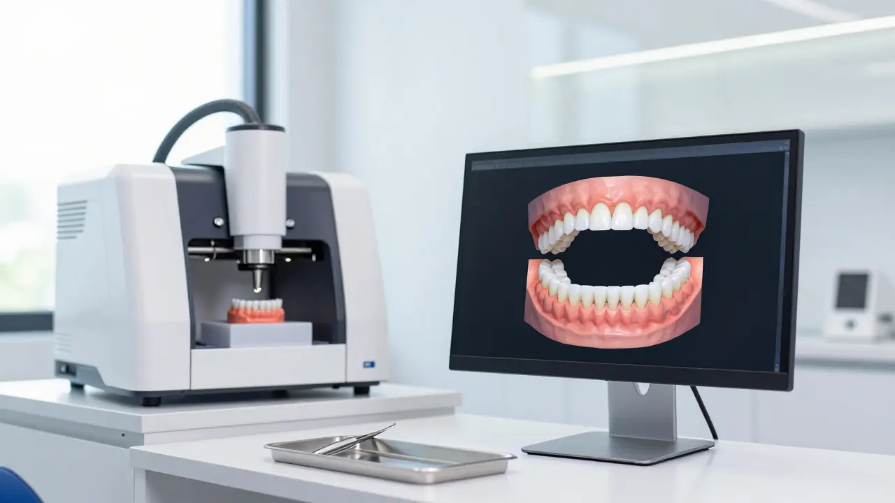 Moderní zubní klinika s digitální technologií CAD/CAM.