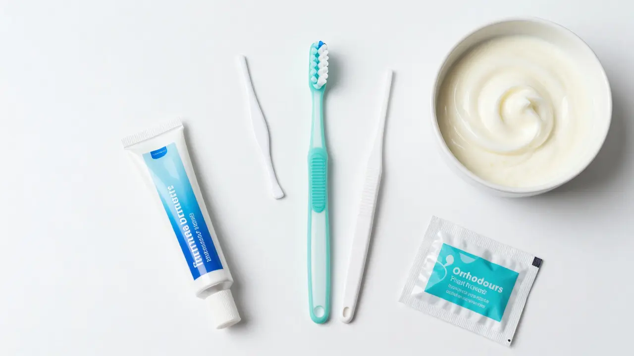 Ortodontický vosk, gel a hygienické pomůcky pro úlevu od bolesti