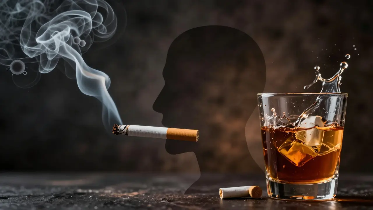 Konceptuální obraz rizikových faktorů kouření a alkoholu