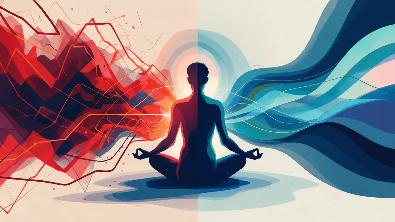 Konceptuální ilustrace rovnováhy mezi sympatikem a parasympatikem